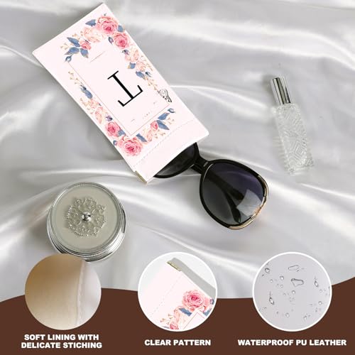 Image of Anikathy 2Pcs Initial Letter Sunglass Eyeglass Glasses Case Soft PU Leather with Cleaning Cloth Cute for Men Women Girs