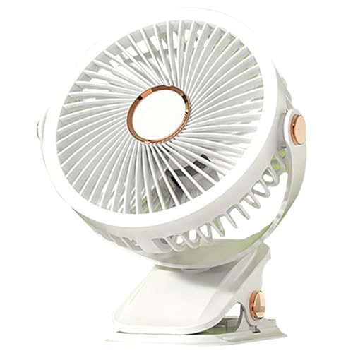RETUOLWAG Ventilador silencioso con clip para dormitorio, oficina, escritorio, con lámpara de noche, abrazadera fuerte