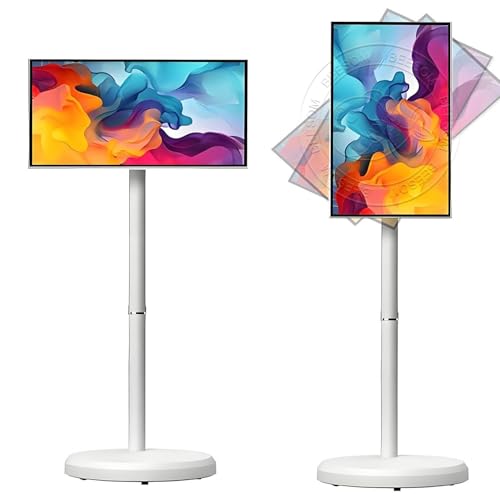 Smart TV con pantalla táctil portátil, pantalla FHD 1080P de 32 pulgadas, 8 GB de RAM, almacenamiento de 128 GB, rotación giratoria de 360°, control remoto por voz para fitness y entretenimiento en