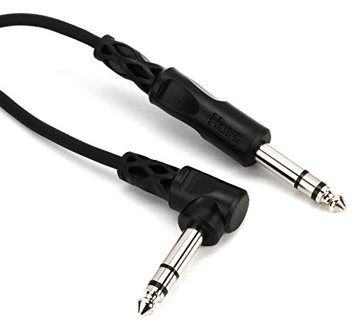 Hosa CSS-110R 1/4 Inch TRS to Right-angle 1/4 Inch TRS Balanced Interconnect Cable, 10 Feet