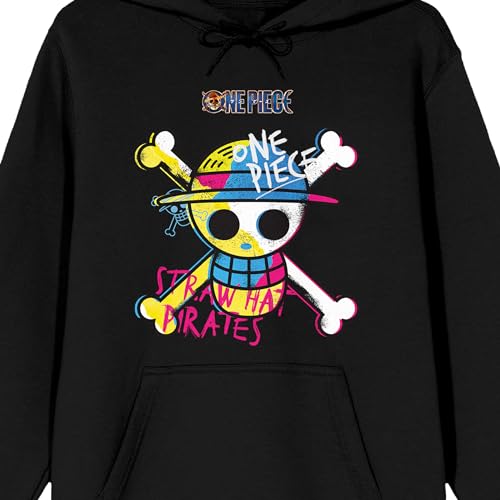 Bioworld One Piece (Live Action) Graffiti-Style Straw Hat Pirates Adult Black Graphic Hoodie2