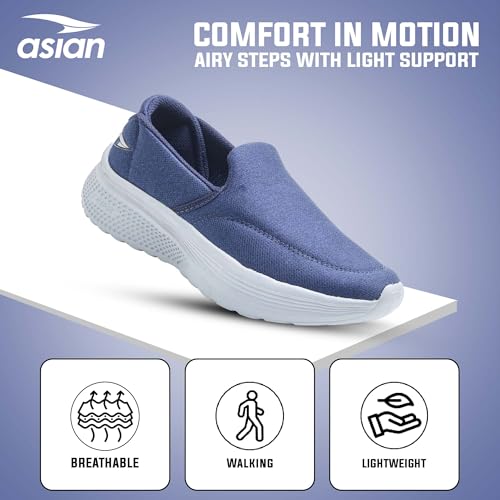 Image of ASIAN Wonderwalk-02 Men's Walking Shoes | Lightweight, Breathable Mesh Slip-On with Memory Foam Sole & Flexible Grip | Perfect for Daily Walking & All-Day Wear