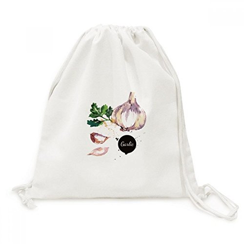 Sac de voyage aquarelle ail légume sac à dos cordon toile imprimée