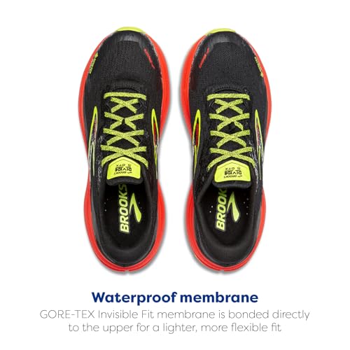 Brooks Men’s Divide 5 GTX Waterproof Trail Running Shoe - Black/Cherry/Lime - 8 Medium