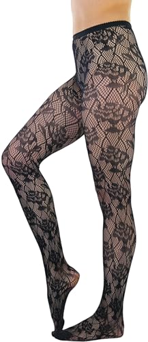 Image of ToBeInStyle Women's Elegant Floral Lace Inspired Spandex Net Full Length Tights
