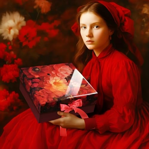 Image of RBS - Foldable Gift Box with Ribbon 26x26x10cm Gift Boxes for Packaging (1 Pack) Multi-Purpose Gift Boxes for Presents Reuse Gift Packing Box Decorative Hamper Box (M-Glossy Secret Garden)