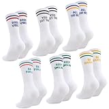 Utensilsto 6 Paar Tennissocken Damen 39-42 Lustige Socken Damen Sportsocken Interessante Sprichwörter Laufsocken Atmungsaktiv Baumwollsocken für Frauen