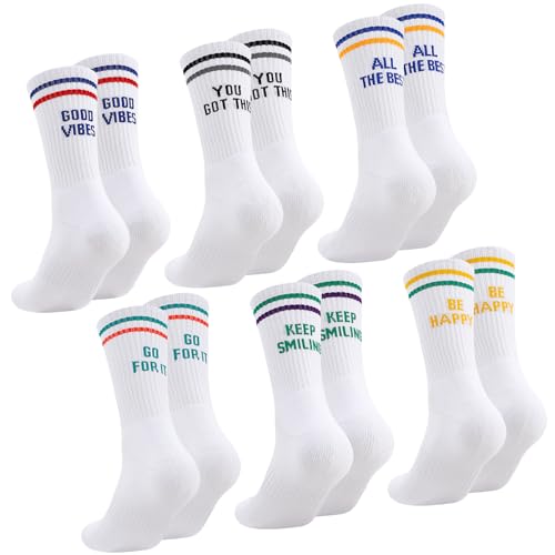 Utensilsto 6 Paar Tennissocken Damen 39-42 Lustige Socken Damen Sportsocken Interessante Sprichwörter Laufsocken Atmungsaktiv Baumwollsocken für Frauen