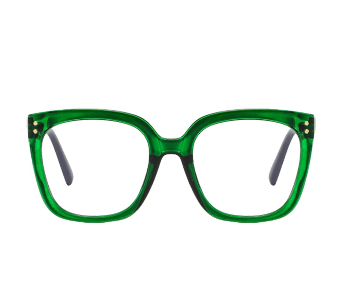 Shiratori Blue Light Blocking Glasses Rectangle Chic Preppy Look MultiColor Frame for Women Men Green