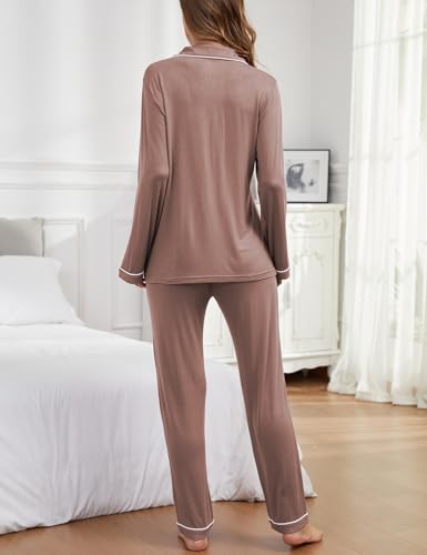 Image of Button Up Pajamas for Women Long Sleeve Sleepwear Soft Loungewear Ladies Pjs Set XS-XXL