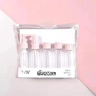 زجاجات سفر فارغة شفافة قابلة لإعادة الملء بحجم مناسب للسفر والشامبو واللوشن ومستحضرات التجميل السائلة، مجموعة مستحضرات التجميل - 5 قطع