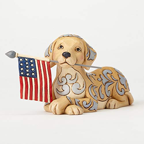 Jim Shore HWC by Enesco Dog Holding Flag Figurine