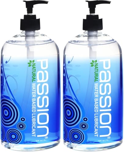 Image of Passion Natural Water-Based Personal Lubricant, 16 Fl Oz - Premium, Non-Sticky, Easy-to-Clean Formula for Smooth, Comfortable Use (Pack of 2)