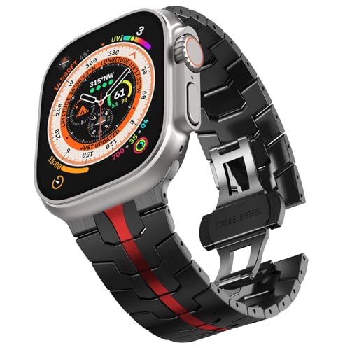 Bracelet en métal avec boucle déployante SAAWEE pour Apple Watch Ultra 2 robuste