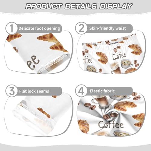 Latte Coffee and Coffee Beans Girls Leggings,Workout Leggings for Girls Toddler Athletic Leggings Size for 3-10T3