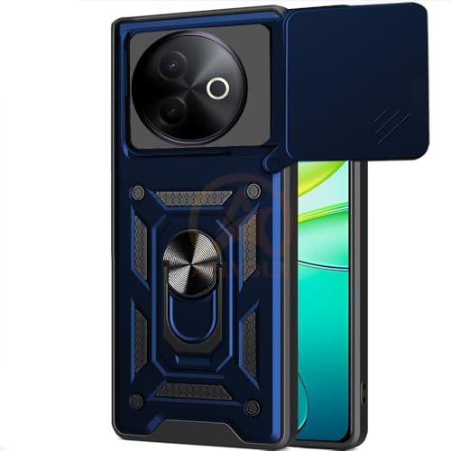 Image of Armor Bumper Back Cover Case for Vivo Y39 5G Rotating Camera Cover, Ring Holder & Kickstand | Heavy Duty & 360 Degree Protection Vivo Y39 5G Back Cover (Blue)