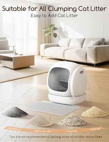 MeoWant Automatic Cat Litter Box, Large Opening Self Cleaning Litter Box with Safety Protection for Multiple Cats, App Control, Odor-Free, 75L Space, Yellow - Image 7