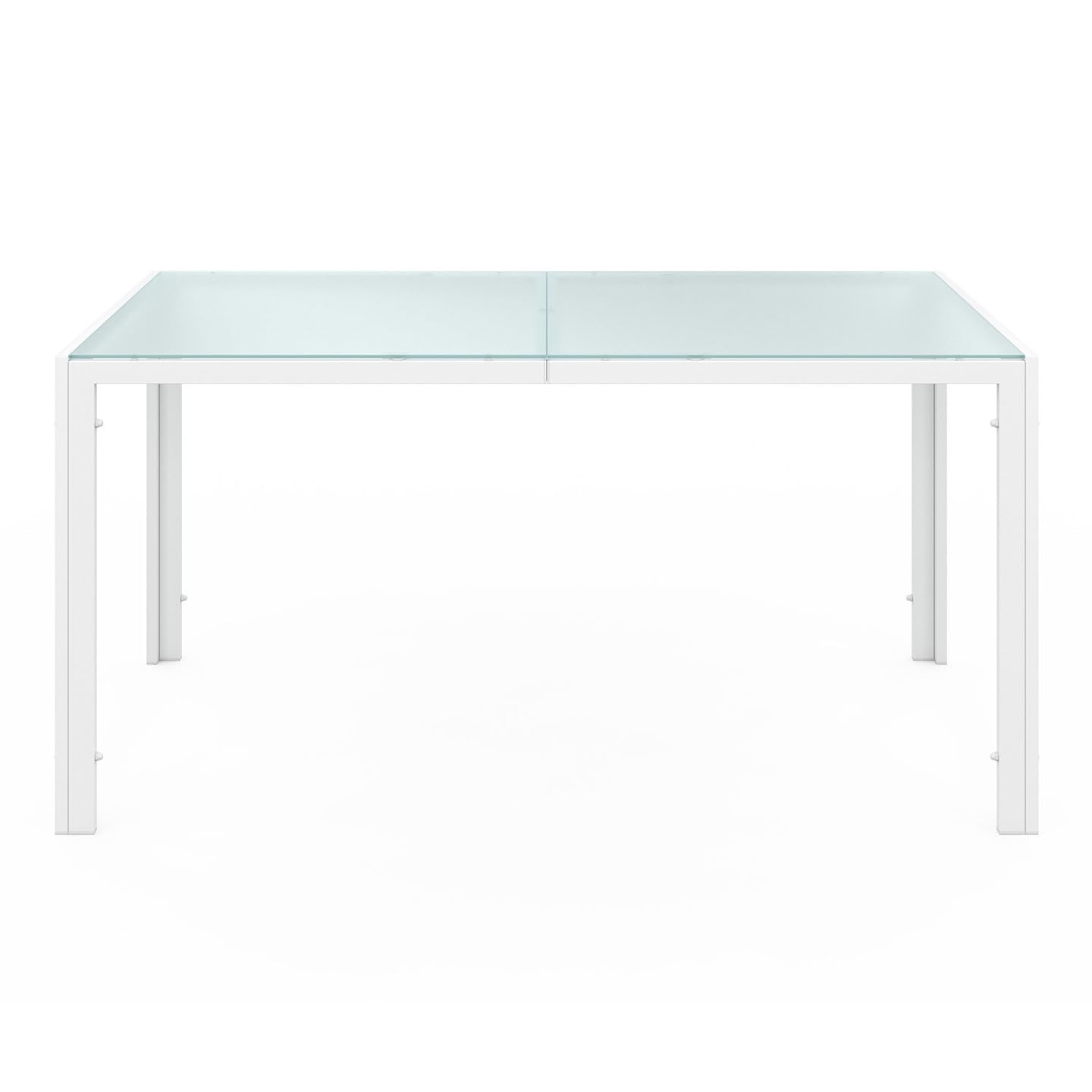 IDMarket – Salón de jardín Madrid Mesa 150 CM y 6 sillas apilables blanco y beige