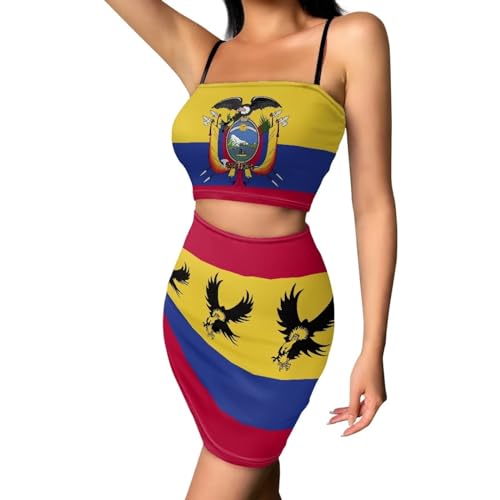 Image of Biyejit Women's 2 Piece Summer Outfits Spaghetti Strap Crop Tops and Bodycon Mini Skirt Dress Set Plus Size S-4XL