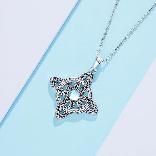 VENACOLY Witches Knot Necklace Sterling Silver Celtic Pendant Necklace Witches Jewellery Gifts for Women