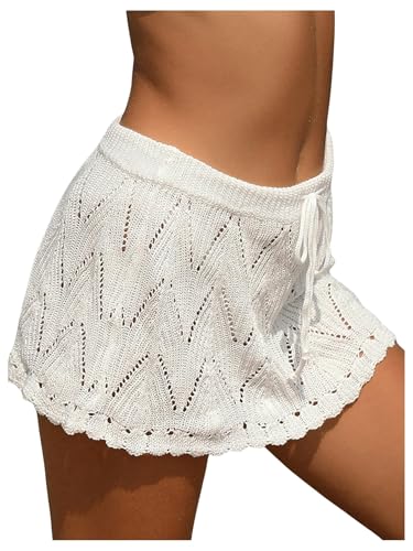 Image of Milumia Women Crochet Beach Mini Skirt Swim Bikini Cover Up Skirt Knit Swimsuit Bathing Suit Coverup