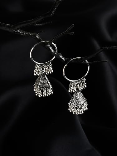 Image of INDO ERA Silver-Plated Contemporary Assorted Jhumka Earrings for Girls and Women | You will get any one Jhumka from all