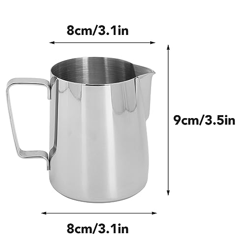 Jarra de de café, Jarra de Espuma de Leite Prateada Brilhante, Aço Inoxidável 304, Multifuncional Co