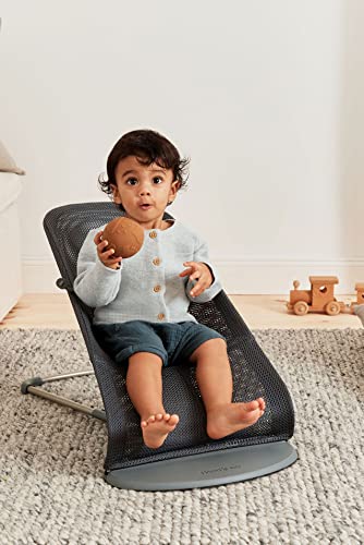 Image of BabyBjorn Bouncer Bliss, Anthracite, Mesh | 2-in-1 Adjustable Baby Bouncer Seat and Toddler Chair, Newborn to Toddler (8-29 lbs), 4 positions, Lightweight & Portable