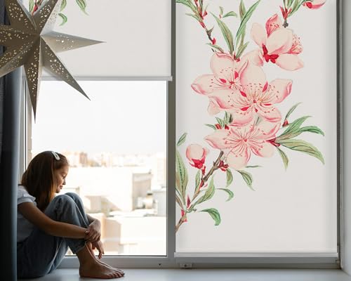 Store enrouleur perméable 50x50 fleur rose store tamisant sans vis