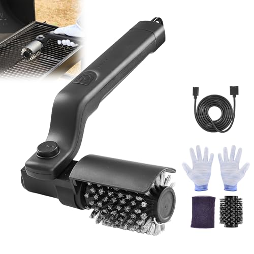 Saker Electric Grill Brush - Cordless BBQ Grill Cleaner with 25W Powerful Motor Adjustable Angle IPX6 Waterproof USB-C Rechargeable for Grill Grates Outdoor Cooking & Backyard BBQ