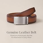 VRLEGEND Belts Men Leather Ratchet Belts Automatic Adjustable 1 3/8" for Business Formal Suit Dress Pants Casual Jeans