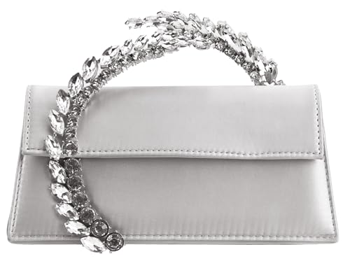 URAWOW Rhinestone Evening Clutch for Women Shiny Sparkly Handbags for Party Wedding Chic Satin Purses