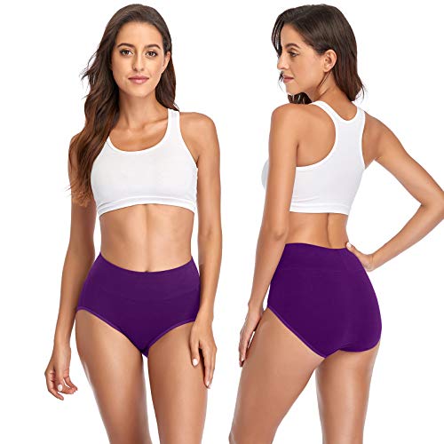 Image of Womens Underwear,Cotton Mid Waist No Muffin Top Full Coverage Brief Ladies Panties Lingerie Undergarments for Women Multipack