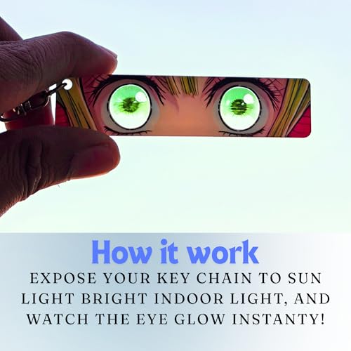 Image of Dem-on Slayer Anime Acrylic Glowing Eyes Keychain | Luminous Eye Glow Key Ring | Premium Otaku Accessory for Bags, Bikes, Cars, Backpacks & Key Holder