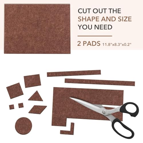 Image of HASTHIP 2Pcs Furniture Pads 21x30cm Non-Adhesive Square Felt Furniture Pads Thicken Noise Reduction Floor Protector Customized Cuttable Felt with Double-Side Adhesive Sticker