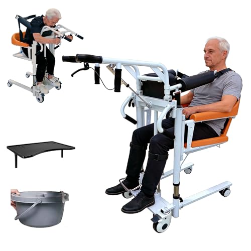 Patient Lift Transfer Chair for Home Hydraulic Patient Lift Chair with Adjustable Height & 180 Open Design - Home Care Mobility Transfer Chair for Elderly Adults 330 lb Capacity