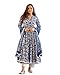 MEERA FAB Women's Cotton Printed Blue Anarkali Kurta With Palazzo & Dupatta Set