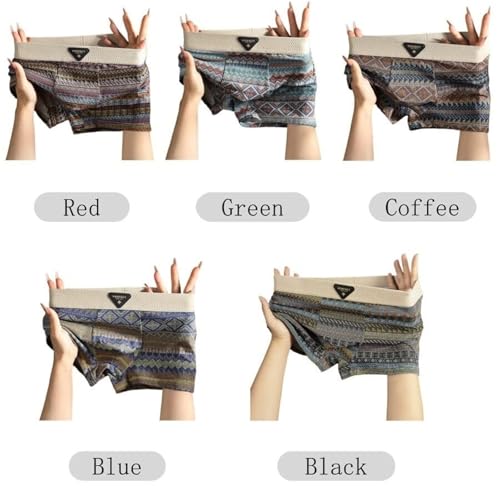 Empiricala Retro Pattern Design Men's Premium Cotton Boxer Briefs Breathable Moisture-Wicking Underwear Pack with Flexible2