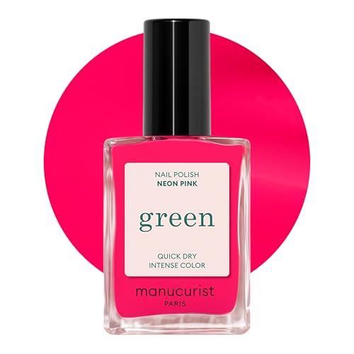 Manucurist - Green Esmalte de Uñas Neon Pink - Pintauñas Rosa Neón - Clásico 9-Free - Esmalte Vegano y Orgánico (83%) - Manicura Profesional - 15 ml