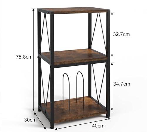 Miniatura 7 de Hfhome Soporte Para Tocadiscos, Mesa Auxiliar De 3 Niveles Con Almacenamiento De Discos De Vinilo, Mesa De Reproductor De Discos Con Almacenamiento, Soporte Para Tocadiscos Para Reproductor De Vinilo