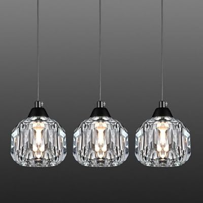 Weesalife Crystal Chandeliers for Dining Room Lights Fixture Over Table, 3 Pack Black Modern Pendant Light Fixture?Crystal Pendant Lighting for Kitchen Island Bathroom Bar