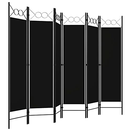 Paravent 6 pièces noir 240x180 cm avec cadre en fer pour séparation de pièce - 3