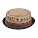 DASMARCA Mens Straw Summer Pork Pie Hat - Jake Natural Crown with Navy S