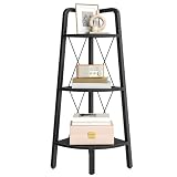 HOOBRO Corner Shelf, 3-Tier Corner Shelf Stand, 40' Tall Ladder Bookshelf, Industrial Corner Display Shelf Plant Stand for Living Room, Kitchen, Home Office, Black BB143CJ01