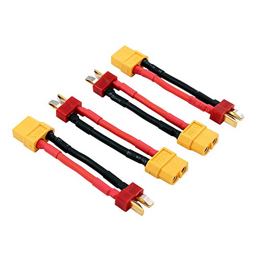 4pcs Adaptador Conector XT60 a T-Plug con Cable 14awg 2in miniatura 2