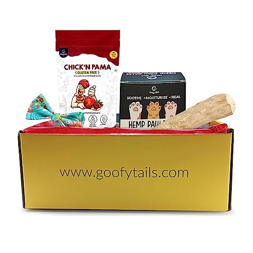 Goofy Tails Gold Goofy Box for Dogs |Personalized Curated Gift Box for Dogs (Non-Veg, Large/Extra Large)