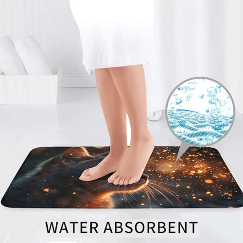 Alfombrilla de baño de gato Mars Star de microfibra suave lavable 7