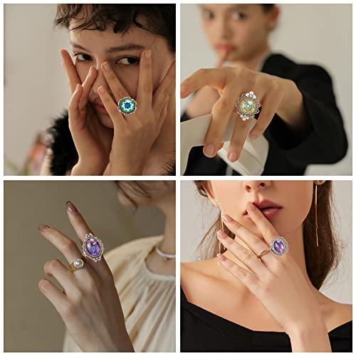 Anillo plano ajustable con bases de bisel en ocho estilos para resina y cabujones 7