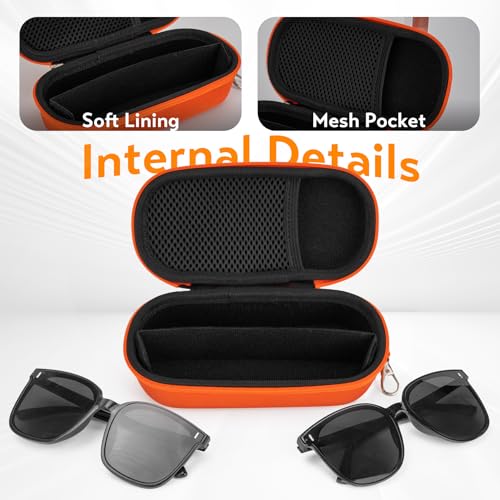 Image of Double Eyeglasses Case, Hard Shell Dual Glasses Case Travel Sunglasses Organizer for Men Women