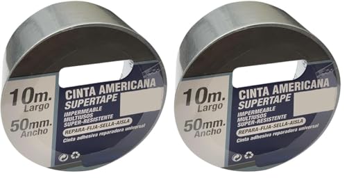 PRENDELUZ Cinta americana super tape impermeable súper adherente y resistente (Paquete de 2)